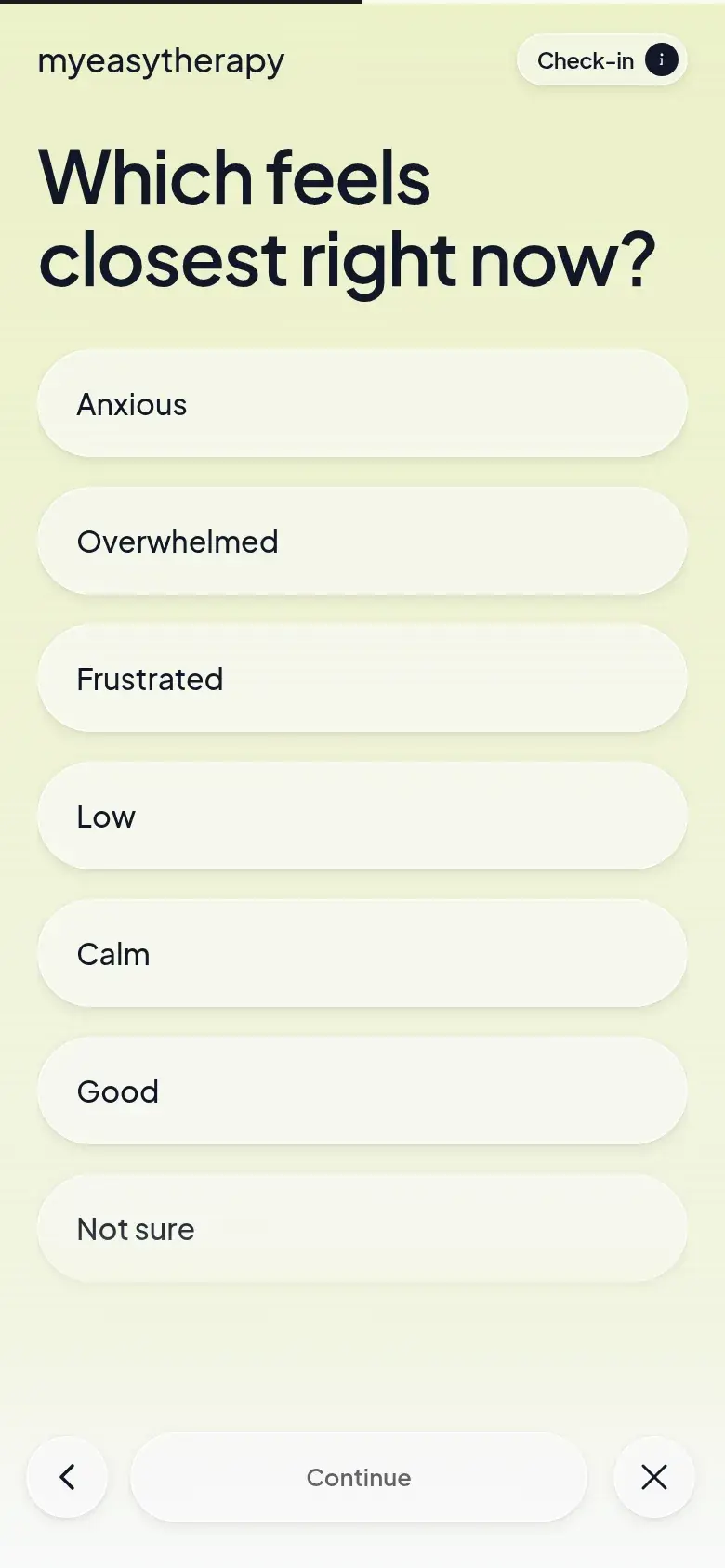 My Easy Therapy on a phone: the daily check-in