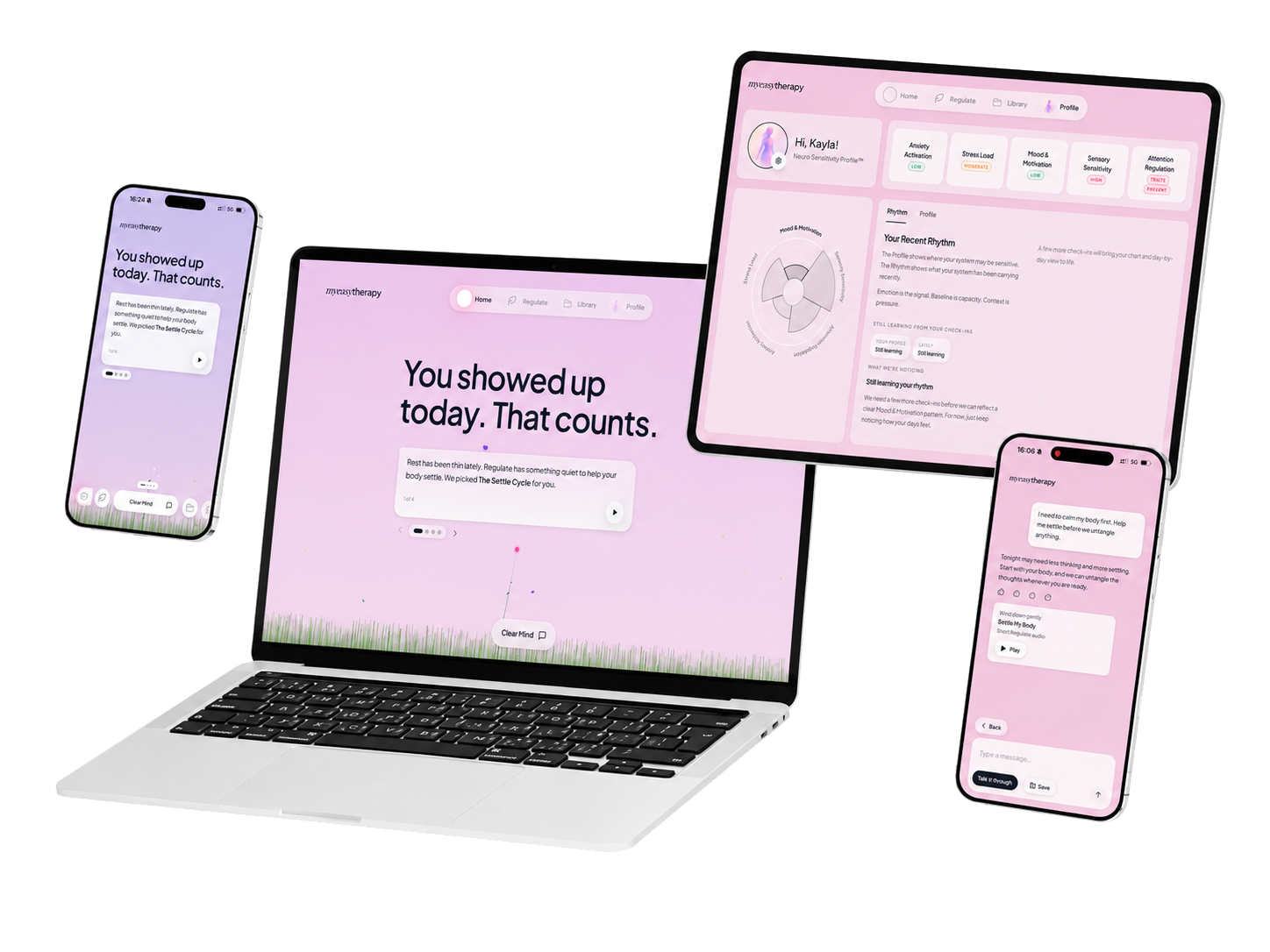 MyEasyTherapy shown on laptop and mobile