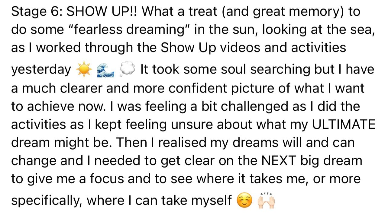 Original customer testimonial: I have a much clearer and more confident picture of what I want to achieve now.